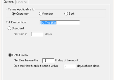 Invoice Terms Entry Screenshot