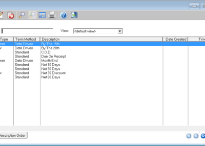 Invoice Terms List Screenshot