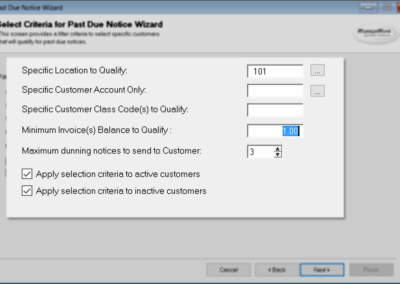 Past Due Notice Screenshot