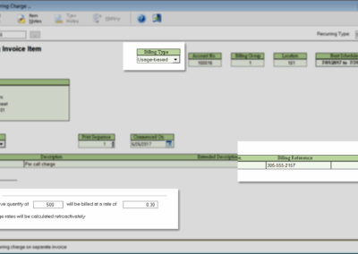Usage Based Recurring Billing Screenshot