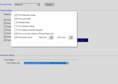 Statement options are easy to setup