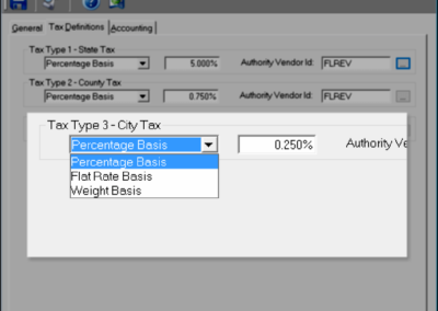 Tax Code Rate Setup Screenshot